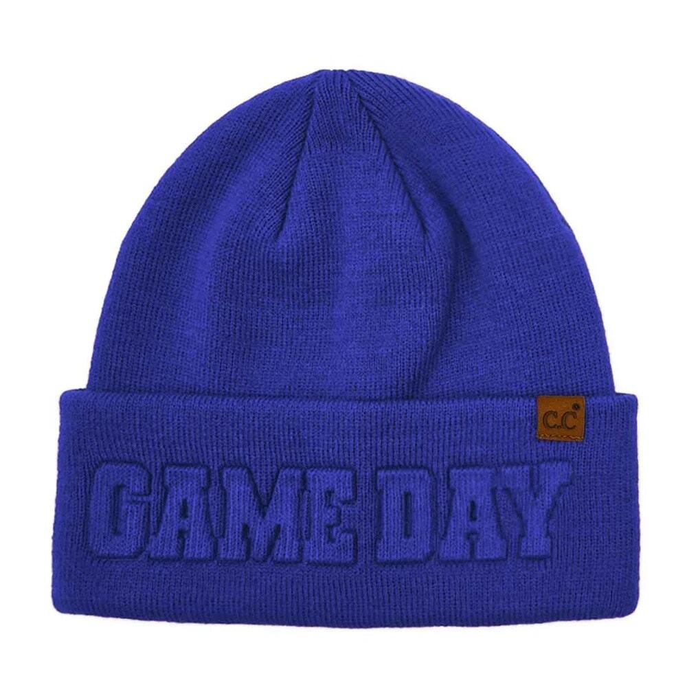 C.C. Game Day Blue Embossed Cuff Beanie